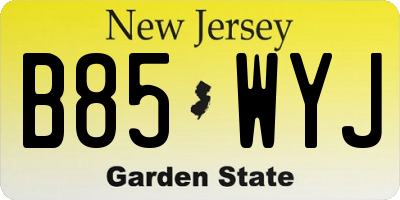 NJ license plate B85WYJ