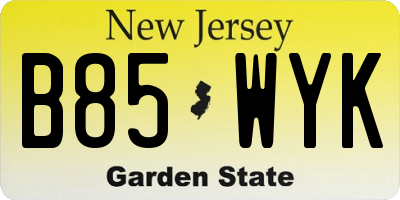 NJ license plate B85WYK