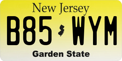 NJ license plate B85WYM