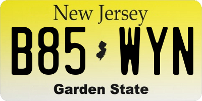 NJ license plate B85WYN