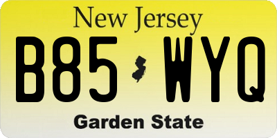 NJ license plate B85WYQ