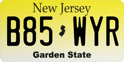 NJ license plate B85WYR