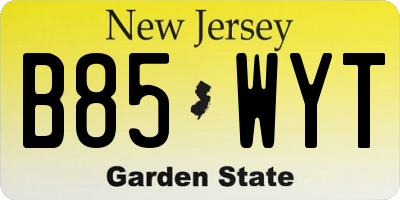 NJ license plate B85WYT