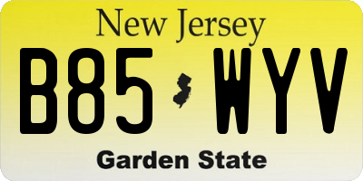 NJ license plate B85WYV