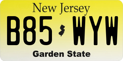 NJ license plate B85WYW