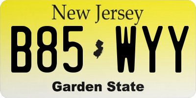 NJ license plate B85WYY