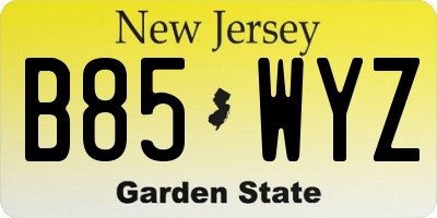 NJ license plate B85WYZ