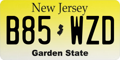 NJ license plate B85WZD