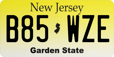 NJ license plate B85WZE