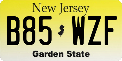 NJ license plate B85WZF