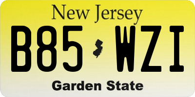 NJ license plate B85WZI