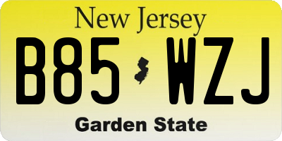 NJ license plate B85WZJ