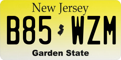 NJ license plate B85WZM