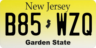 NJ license plate B85WZQ