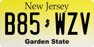 NJ license plate B85WZV