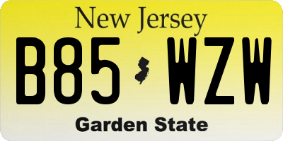 NJ license plate B85WZW