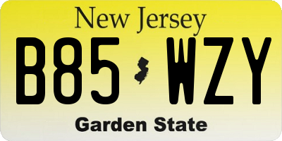 NJ license plate B85WZY
