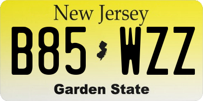 NJ license plate B85WZZ