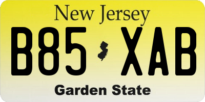 NJ license plate B85XAB