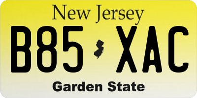 NJ license plate B85XAC