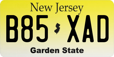 NJ license plate B85XAD