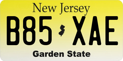 NJ license plate B85XAE