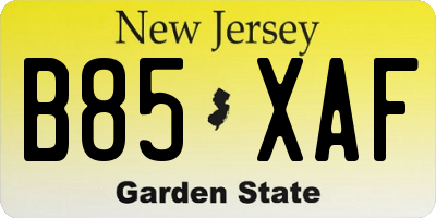 NJ license plate B85XAF