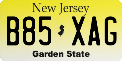 NJ license plate B85XAG