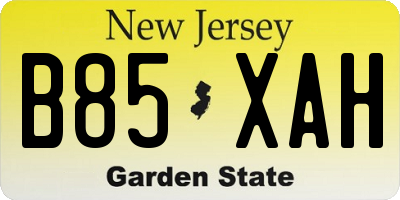 NJ license plate B85XAH