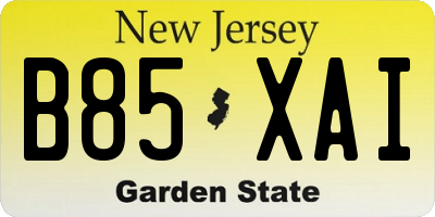 NJ license plate B85XAI