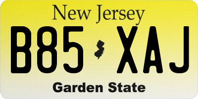 NJ license plate B85XAJ