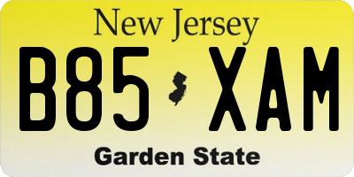 NJ license plate B85XAM