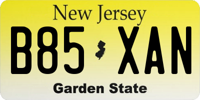 NJ license plate B85XAN