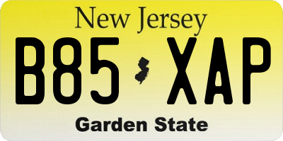 NJ license plate B85XAP