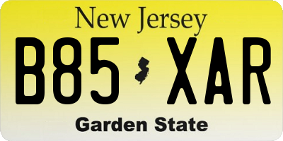 NJ license plate B85XAR