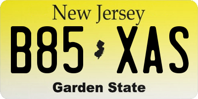 NJ license plate B85XAS