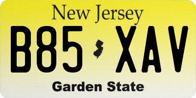 NJ license plate B85XAV