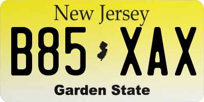 NJ license plate B85XAX
