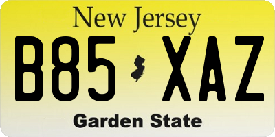 NJ license plate B85XAZ