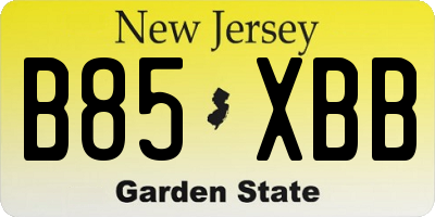 NJ license plate B85XBB