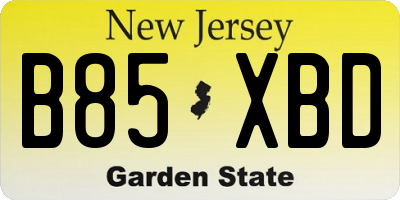NJ license plate B85XBD