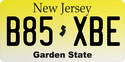 NJ license plate B85XBE