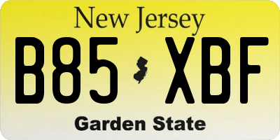 NJ license plate B85XBF