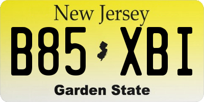 NJ license plate B85XBI