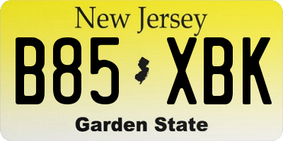 NJ license plate B85XBK