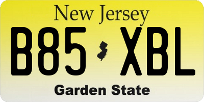 NJ license plate B85XBL