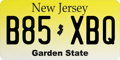 NJ license plate B85XBQ