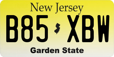NJ license plate B85XBW