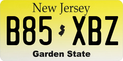 NJ license plate B85XBZ