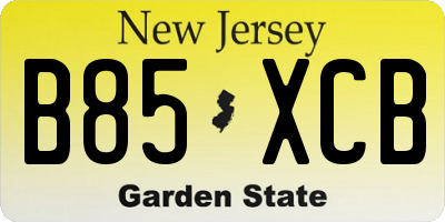 NJ license plate B85XCB